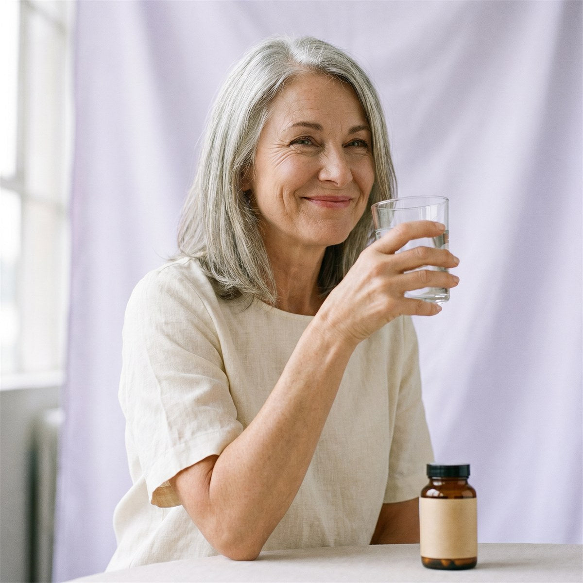 Woman enjoying a glass of water